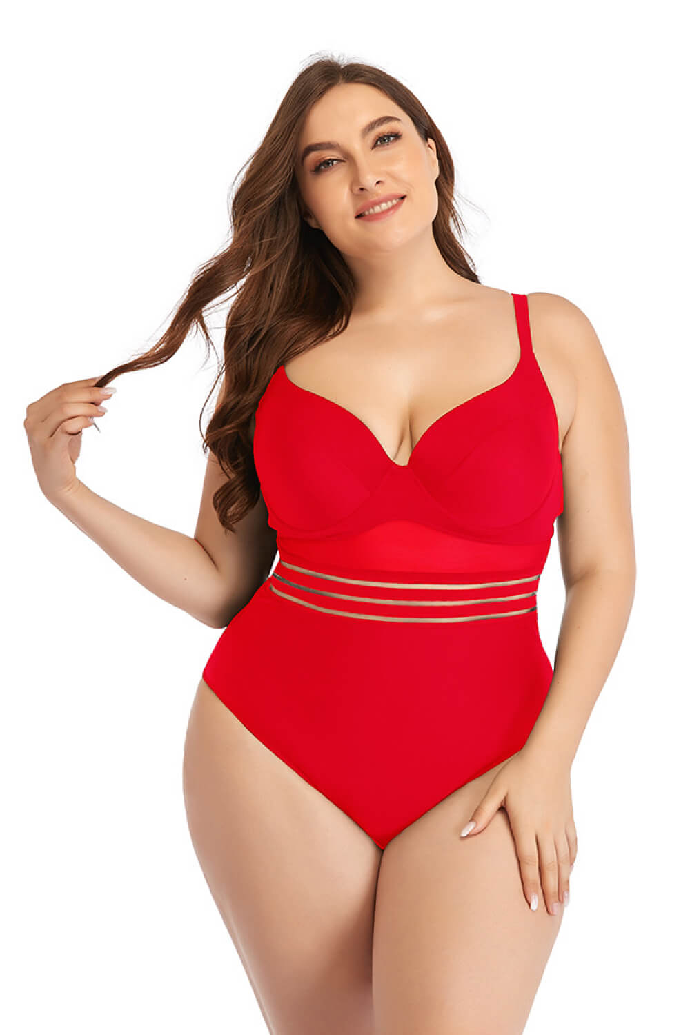 Spliced Mesh One-Piece Swimsuit