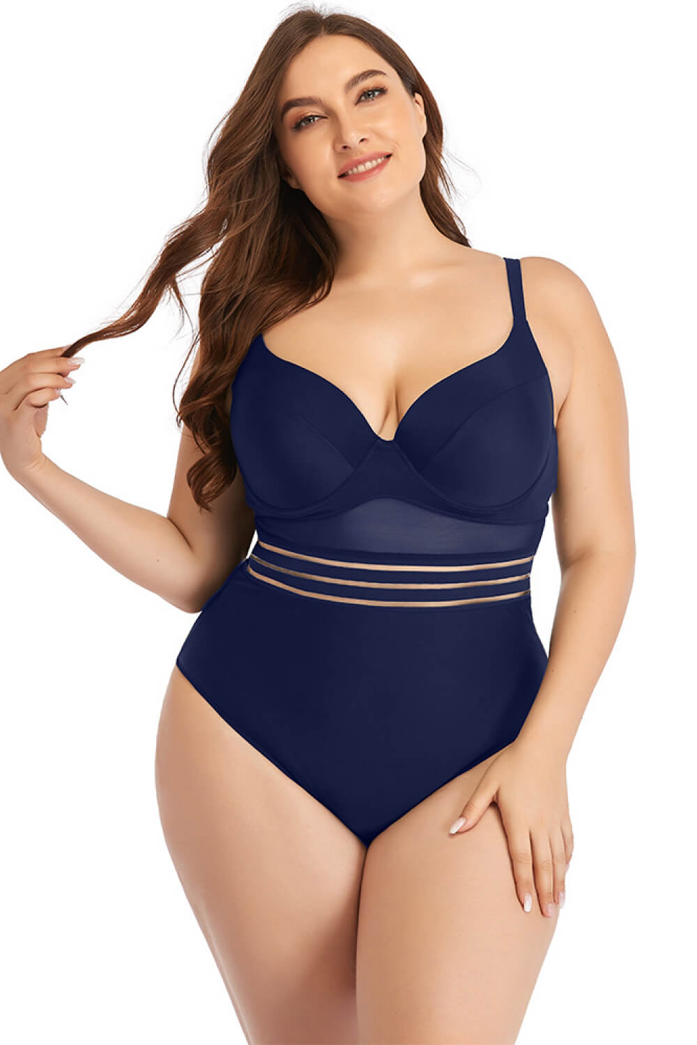 Spliced Mesh One-Piece Swimsuit