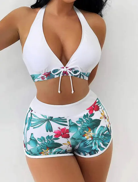 Tied & High-Waisted Swimwear Set