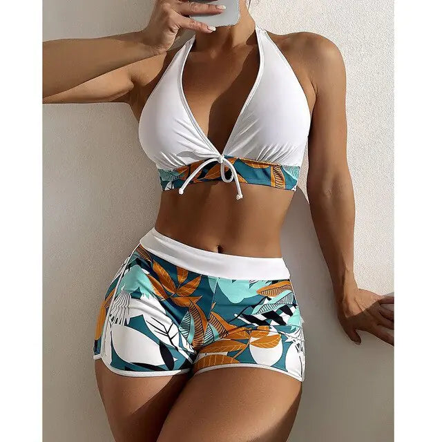 Tied & High-Waisted Swimwear Set