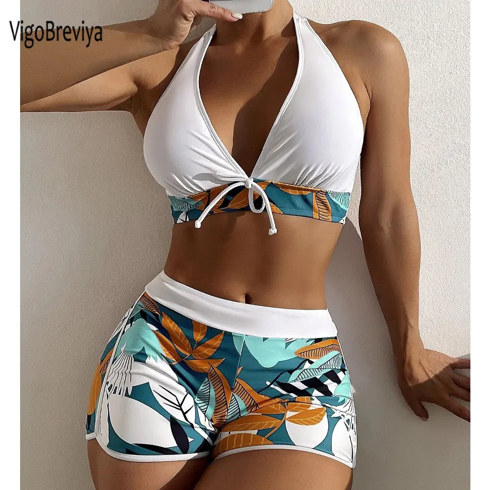 Tied & High-Waisted Swimwear Set