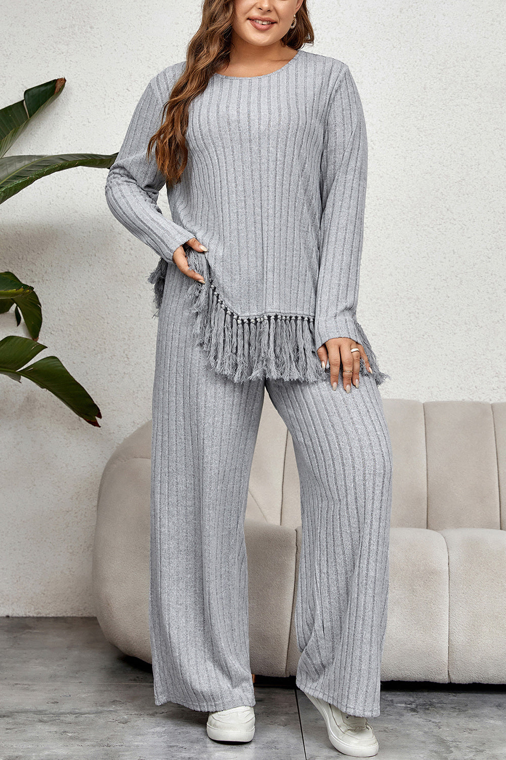 Tassel Hem Pants Set