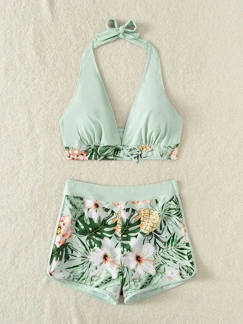 Tied & High-Waisted Swimwear Set