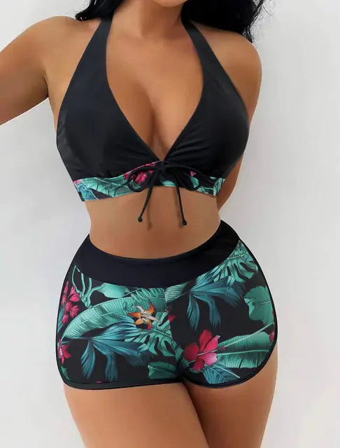 Tied & High-Waisted Swimwear Set